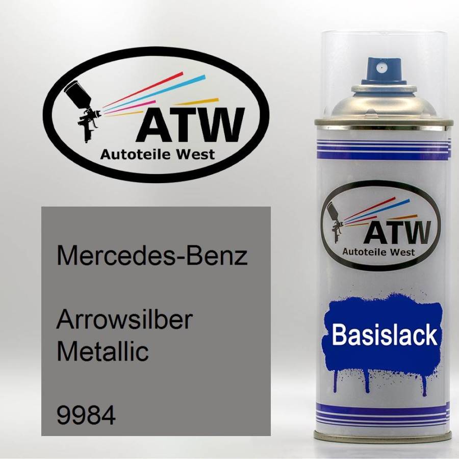 Mercedes-Benz, Arrowsilber Metallic, 9984: 400ml Sprühdose, von ATW Autoteile West.